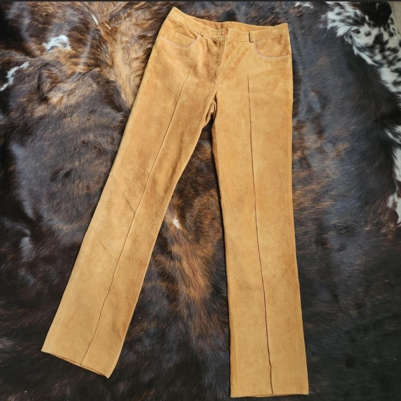 Vintage Y2K Suede Leather Western Pants (28") - Picture 1 of 5